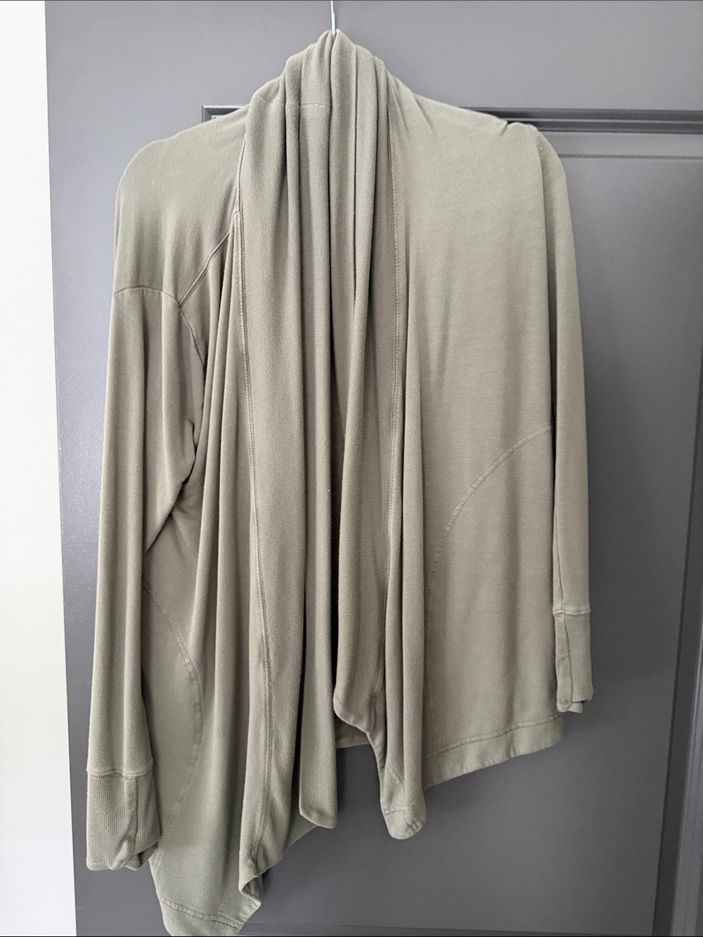 ATHLETA Pranayama Restore Wrap in Olive Green.
